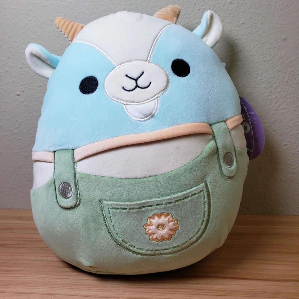 Squishmallows Domingo The Spring Goat Blue With Green Overalls Pastel Cutesy NWT